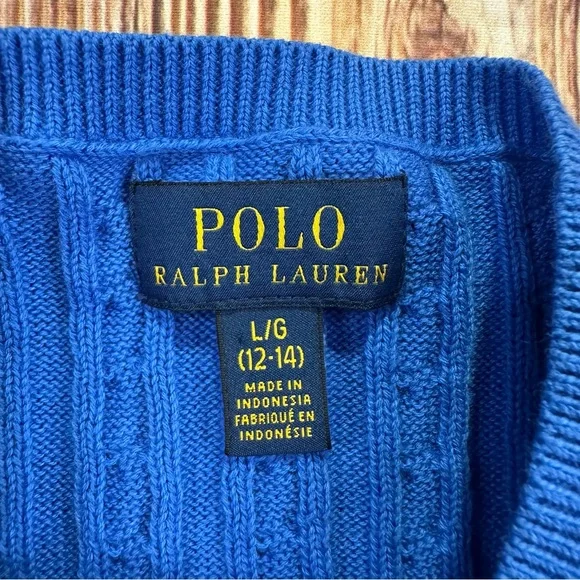 Ralph Lauren Polo Girls Cotton Knit Cable Cardigan Sweater! Size 12/14 Youth - Picture 2 of 14